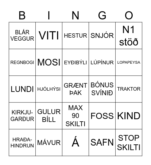 REYKIR BINGO Card