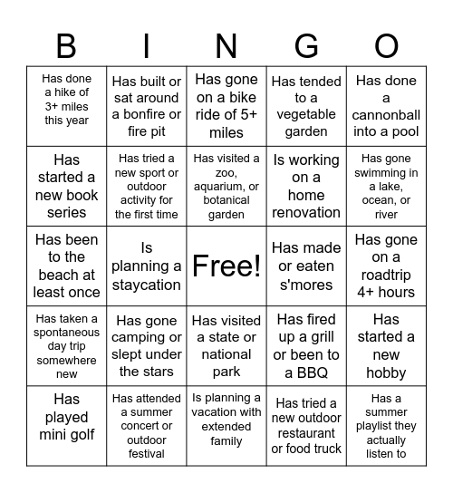Find Someone Who... Bingo Card