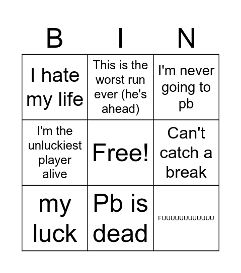 ItzElite catchphrase Bingo Card