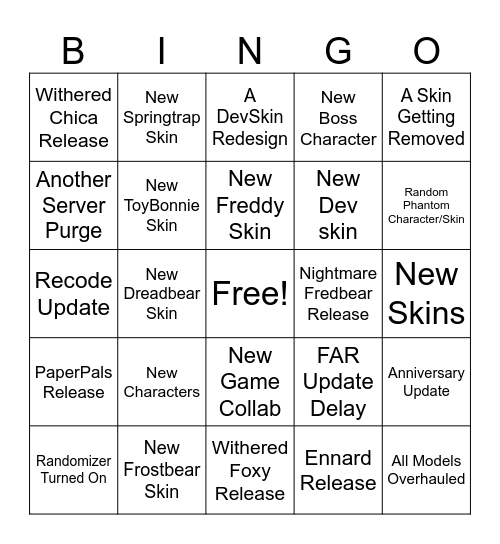 Forsaken AR (2026) Bingo Card