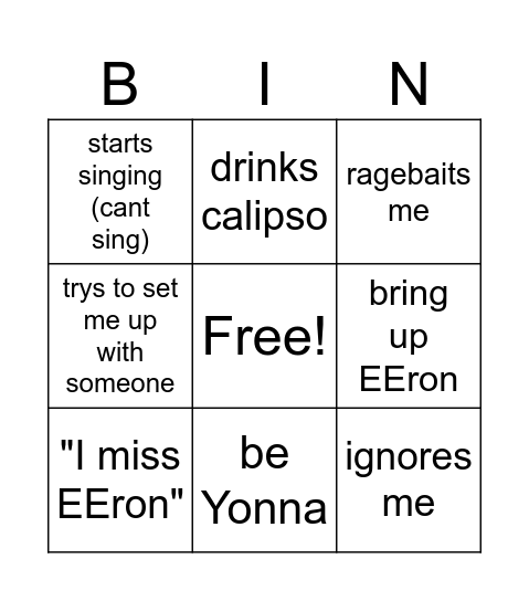 KyYonna Bingo Card