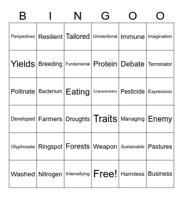 GMOs Bingo Card