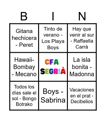 BINGO MUSICAL Bingo Card