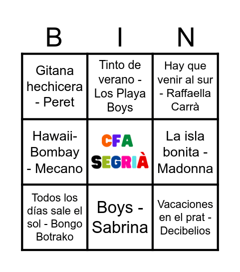 BINGO MUSICAL Bingo Card