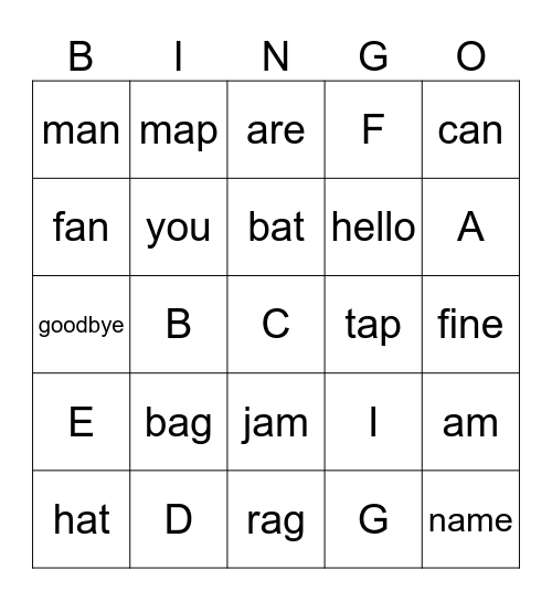 Smart English Starter Bingo Card