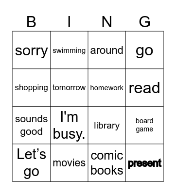 Let's go shopping (천재함 5학년) Bingo Card