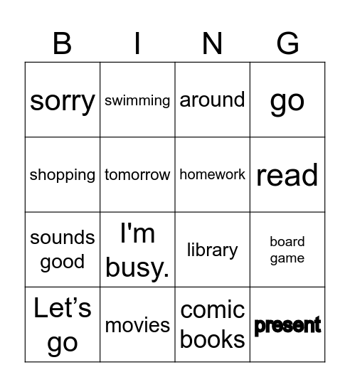 Let's go shopping (천재함 5학년) Bingo Card