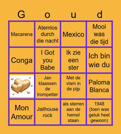 Gouden muziek bingo 2 Bingo Card