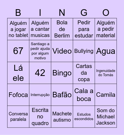 Bingo Escola Bingo Card