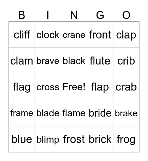 UNIT 1 & 2 Bingo Card