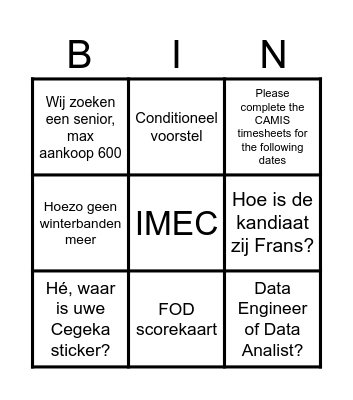 Recruitment Bingo Card