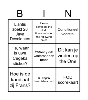 Recruitment Bingo Card