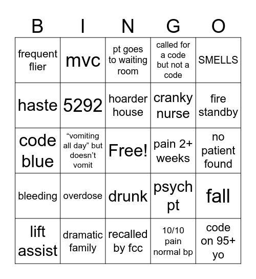 EMS Bingo Card