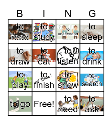 Verbs Bingo Card
