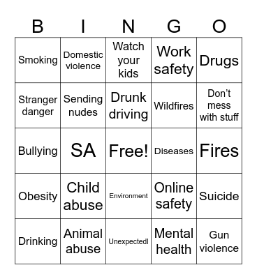Psa Bingo Card
