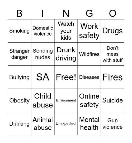 Psa Bingo Card