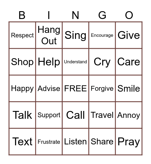 Friends Bingo Card