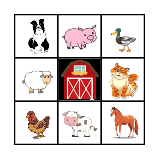 Animales en la Granja Bingo Card