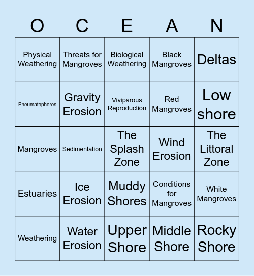 COAST BINGO BINGO Card
