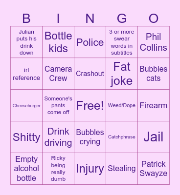Trailer Park Boys Bingo Card