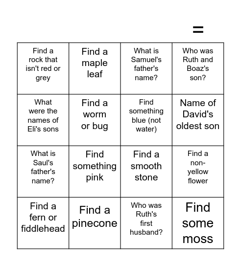 Bible Bingo (Unit 5) Bingo Card