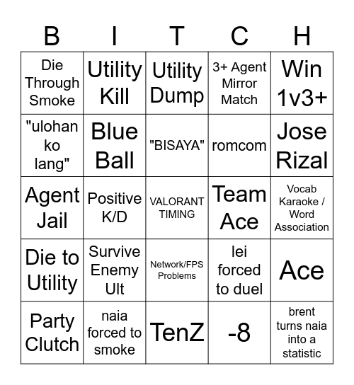 VALORANT Bingo Card