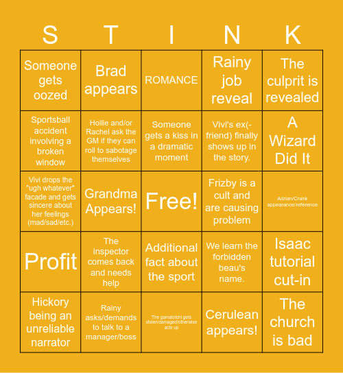 PU 1.6 Bingo Card