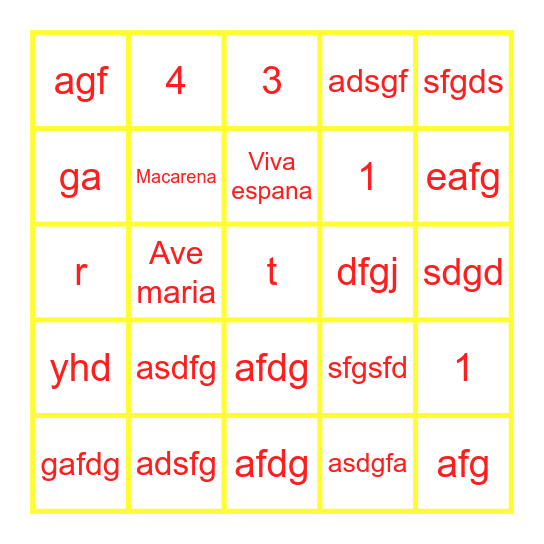SPANISH BINGO Card