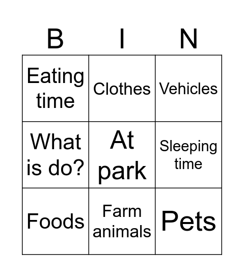 First words for baby Bingo Card