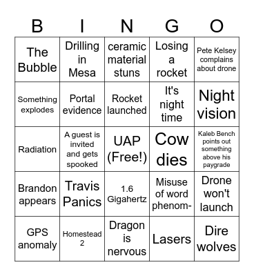 Secret of Skinwalker Ranch Bingo Card