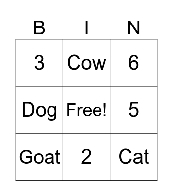 Animal sounds piano Bingo Card