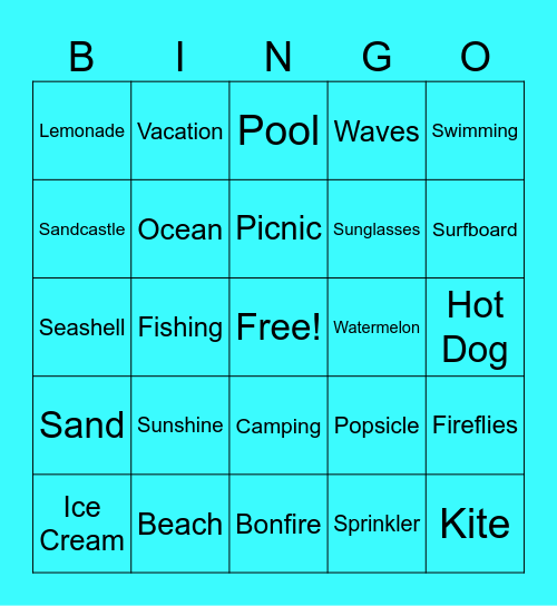 Summer Bingo Card