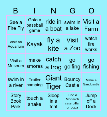 Summer BINGO Card