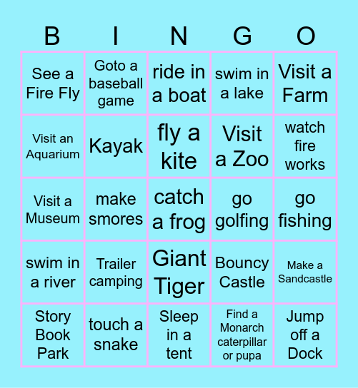 Summer BINGO Card