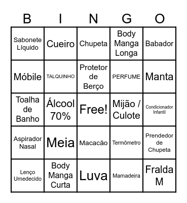 CHÁ DO BEBÉ Bingo Card