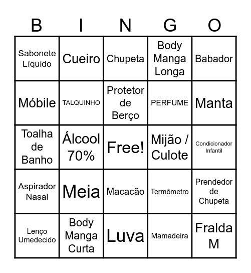 CHÁ DO BEBÉ Bingo Card
