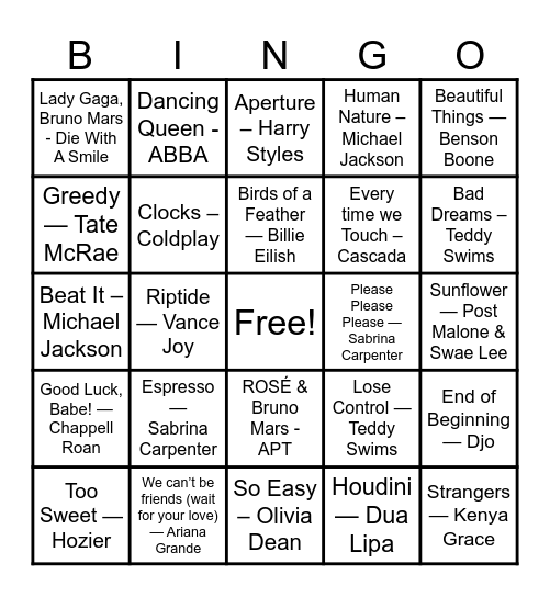 Campus Countdown Bingo Card