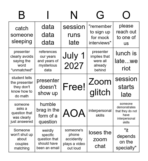 MYM Bingo Card