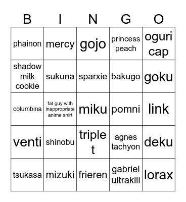 fanexpo cosplay bingo Card
