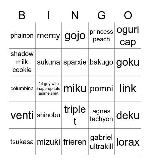 fanexpo cosplay bingo Card