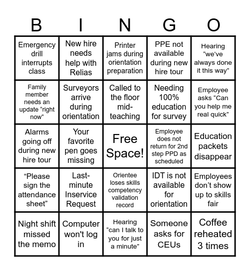 MFA Bingo! Bingo Card