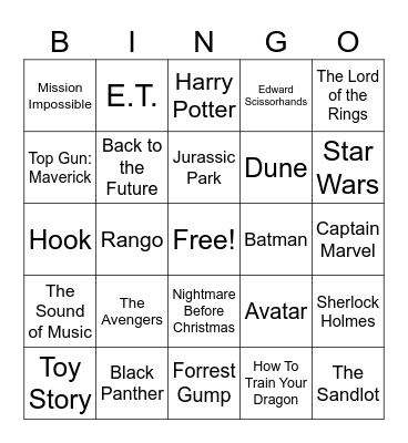 Movies! Bingo Card