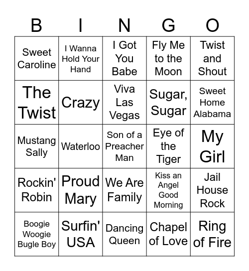 Music Bingo Card