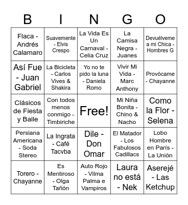 Bingo musical Bingo Card