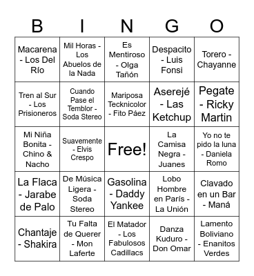 Bingo musical Bingo Card