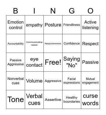 Communication Bingo Card