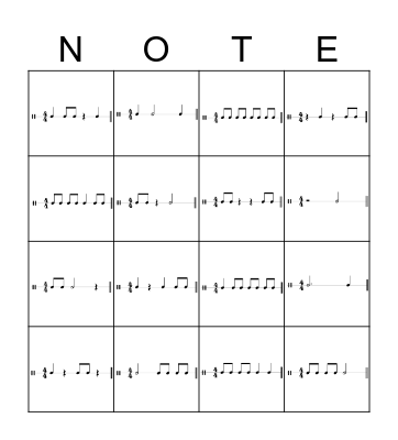BEGINNER RHYTHM Bingo Card