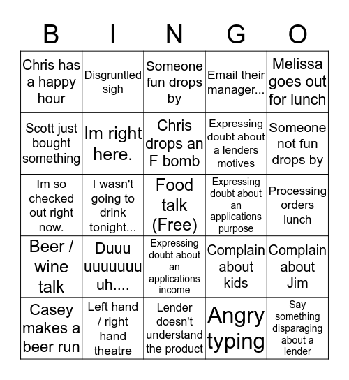 Everyday Bingo Card