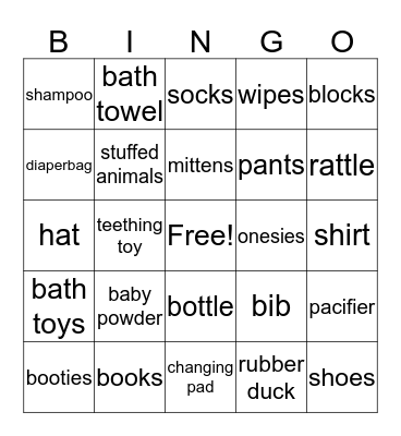 baby Bingo Card