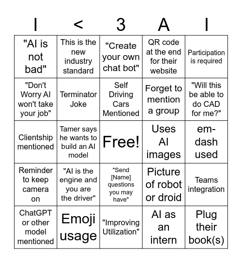 Amazing AI Meeting That We All Want To Go To Bingo Card